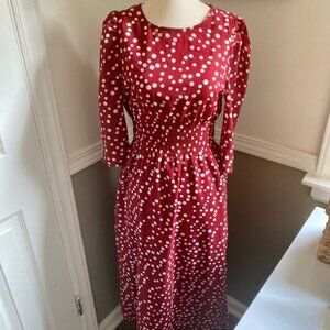 Hayden Los Angeles Retro Midi Dress Red with white polka dots
